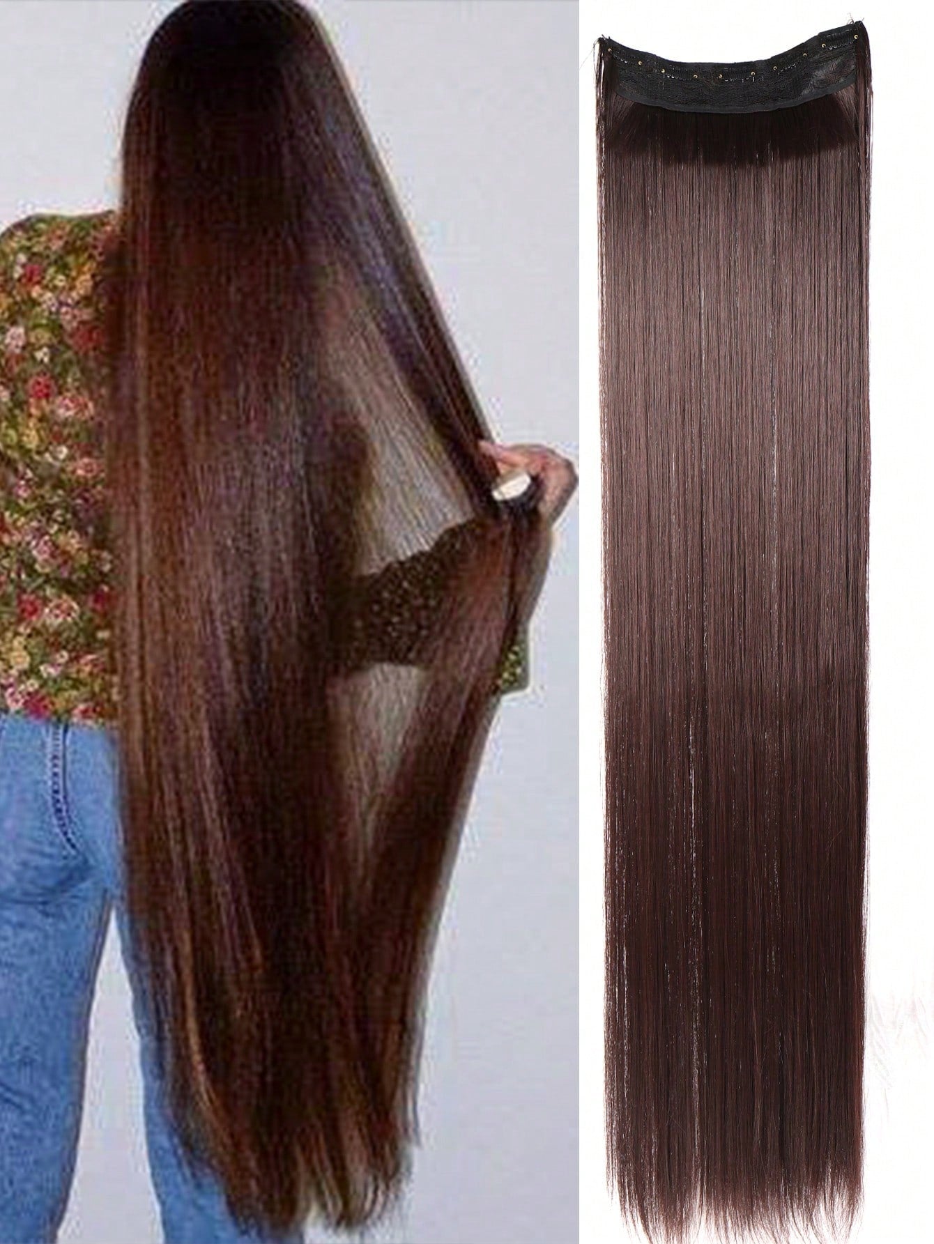 Straight Black 20-40 Inch Clip In Synthetic Hair Extension For ...